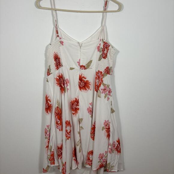 Old Navy Floral White Pink Red Print Midi Dress XL Strappy Sundress Summer - Picture 7 of 9